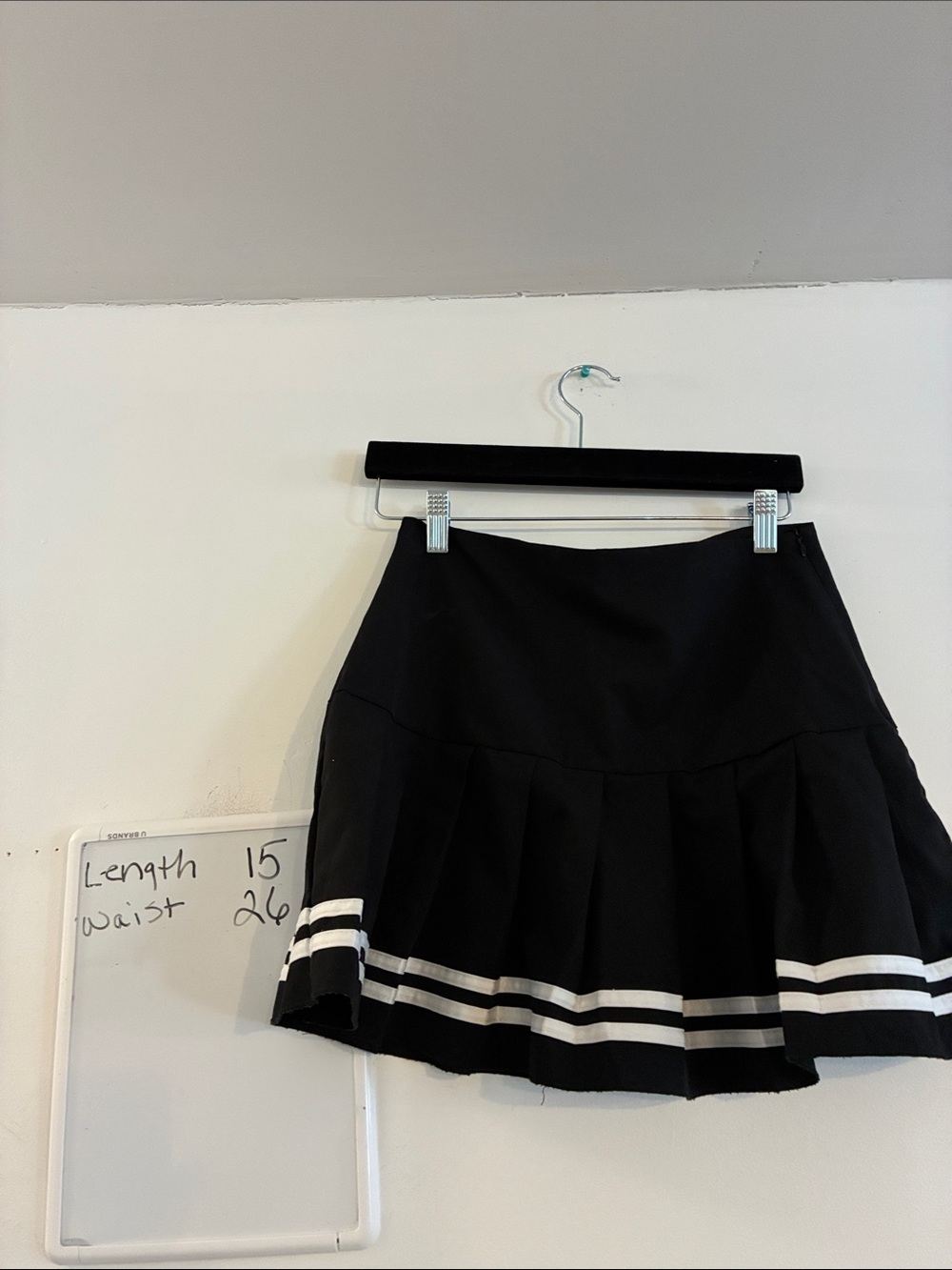 Sailor Nautical Black Pleated Mini Skirt with White Stripe Trim 26